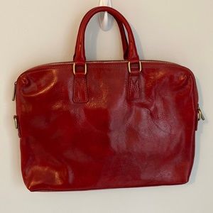 100% leather red laptop bag